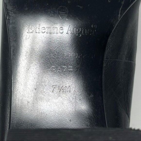 Etienne Aigner Gaze leather heels 7.5M BoxN  color block black brown square toe - Picture 6 of 8